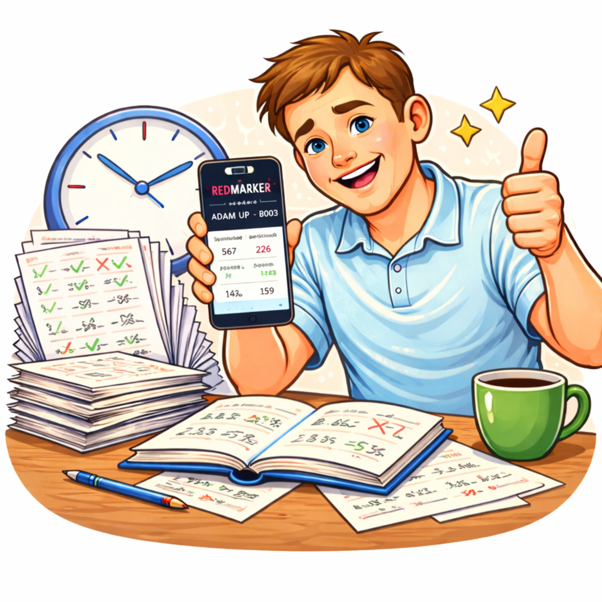 Illustration: quickly spotting answer discrepancies on a maths worksheet