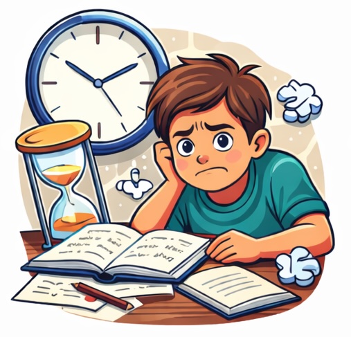 Clock icon showing time-consuming homework checking process